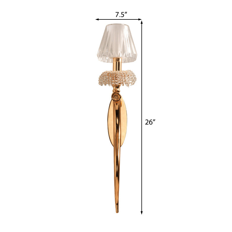 Acrylic Conical Wall Light Sconce Contemporary Style 1 Bulb Brass Finish Wall Mount Light with Clear Crystal Accent