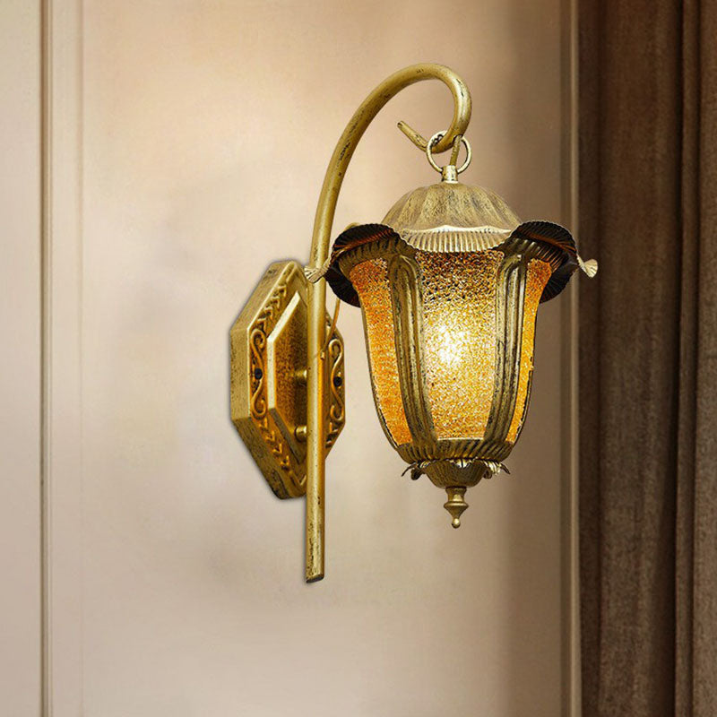 1 Head Wall Mount Light Moroccan Bell Iron Wall Light Fixture in Brass for Living Room