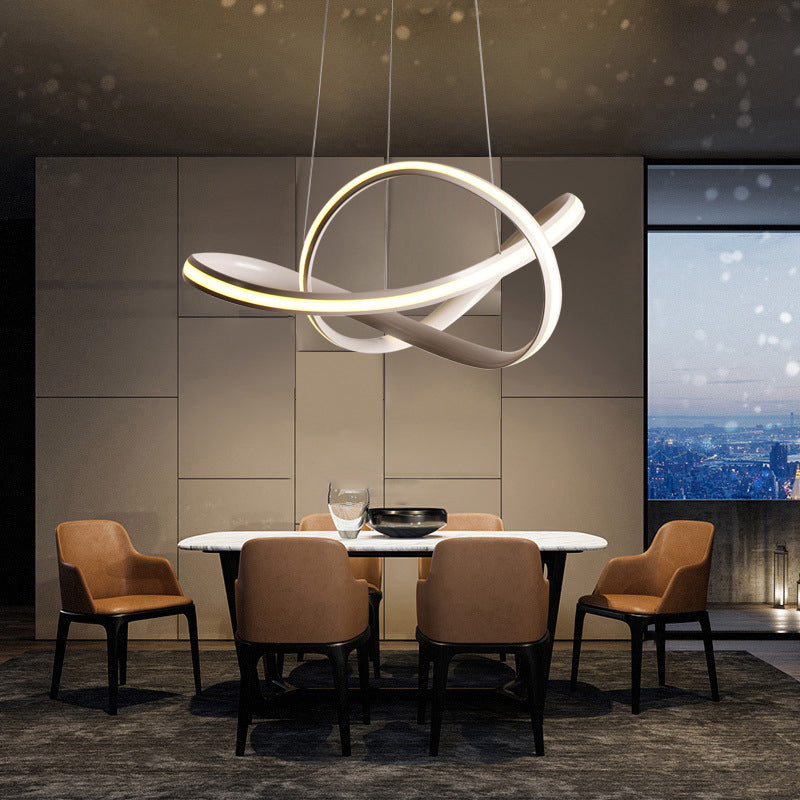 Moderna seamless senza cucitura Lucile LED illuminazione sala da pranzo metallizzato Lumo lampadario in bianco grigio chiaro