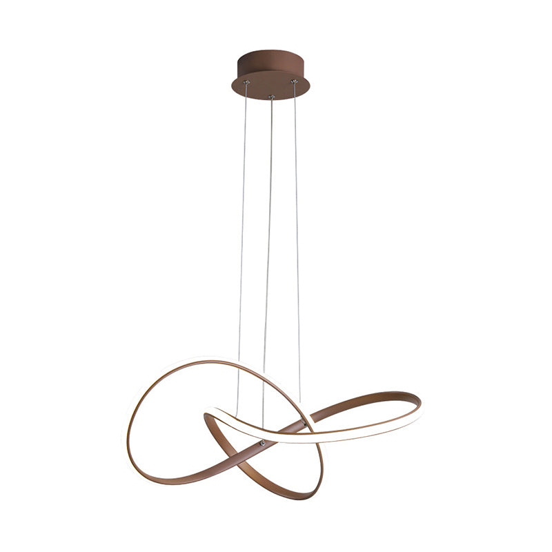 Seamless Curve Chandelier Pendant Light Contemporary Metallic Restaurant LED Hanging Light in Gold