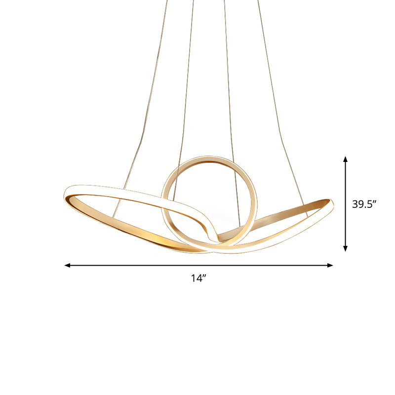 Acrylic Twist LED Suspension Light Nordic Style Gold Chandelier Light for Living Room