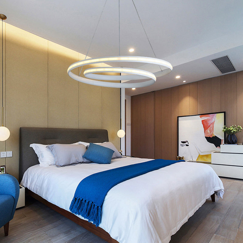 Luz de lámpara de araña de curva sin costura metálica Luz Led Minimalista Luz para comedor