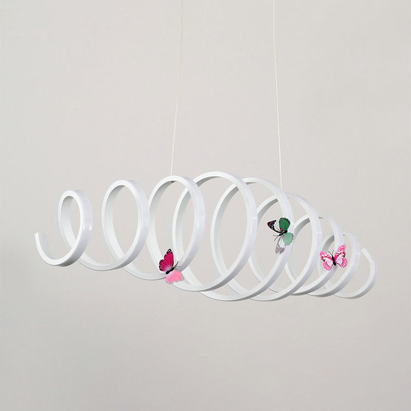 Spiral Chandelier Pendant Light Contemporary Acrylic Dining Room LED Hanging Light in White