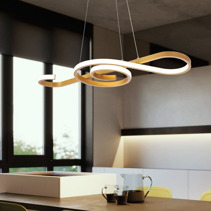 Music Note Restaurant Chandelier Light Metallic Simplicity LED Pendant Light Fixture