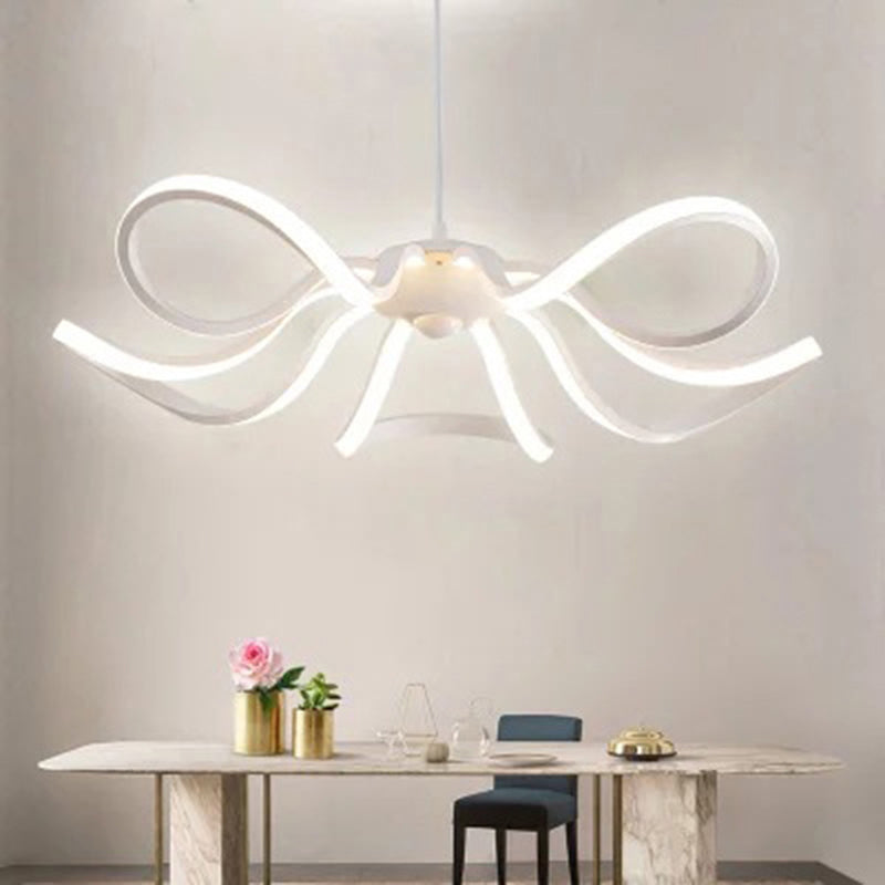 Flower Chandelier Lighting Minimalist Acrylic Restaurant LED Pendant Light in White