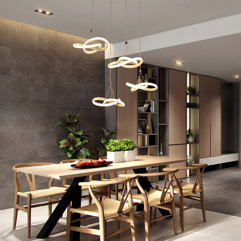 Nordic Style Seamless Curves Multi Light Pendant Aluminum Dining Room LED Hanging Lighting