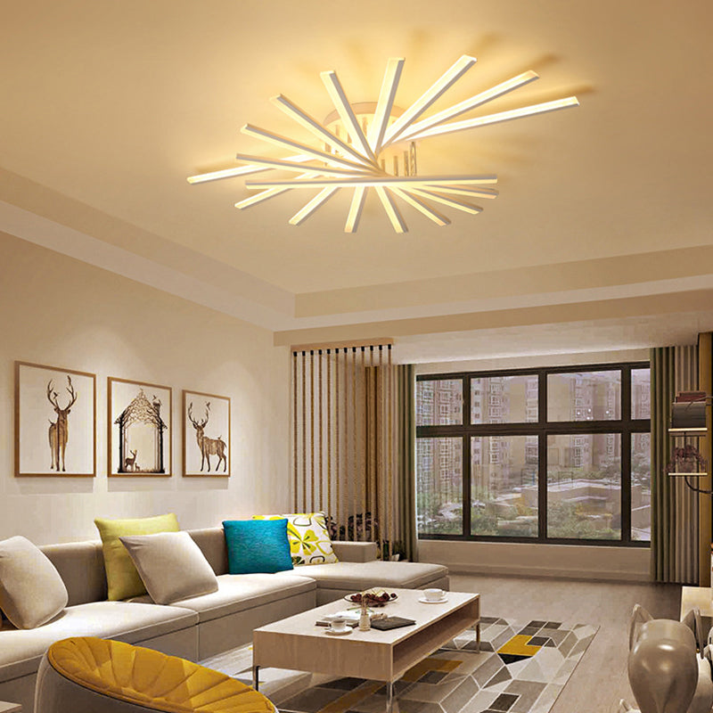 Fan-Shaped Living Room LED Semi Flush Acrylic Modern Flush Ceiling Lighting Fixture