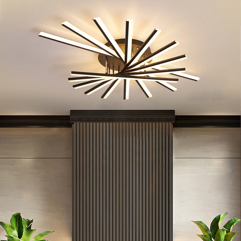 Fan-Shaped Living Room LED Semi Flush Acrylic Modern Flush Ceiling Lighting Fixture