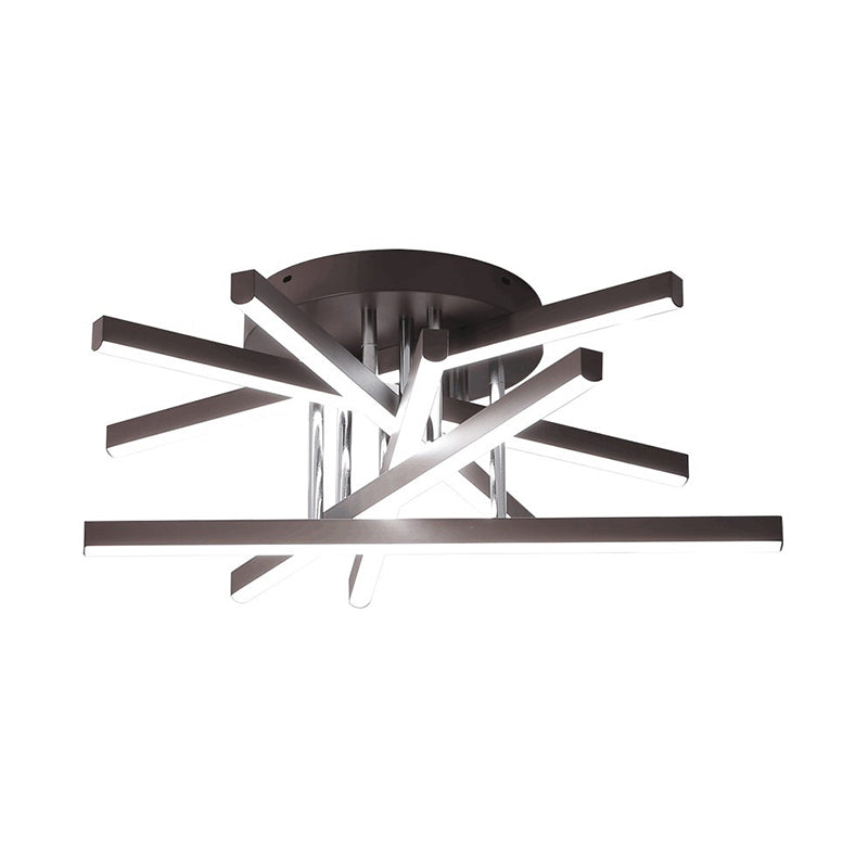 Contemporary Stick Flush Mount Light Aluminum Bedroom LED Semi Flush Ceiling Light in Black