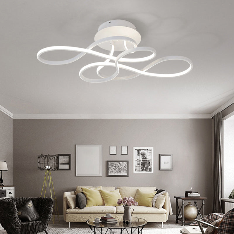 Twisting Living Room Ceiling Mounted Light Acrylic Minimalist LED Semi Flush Mount