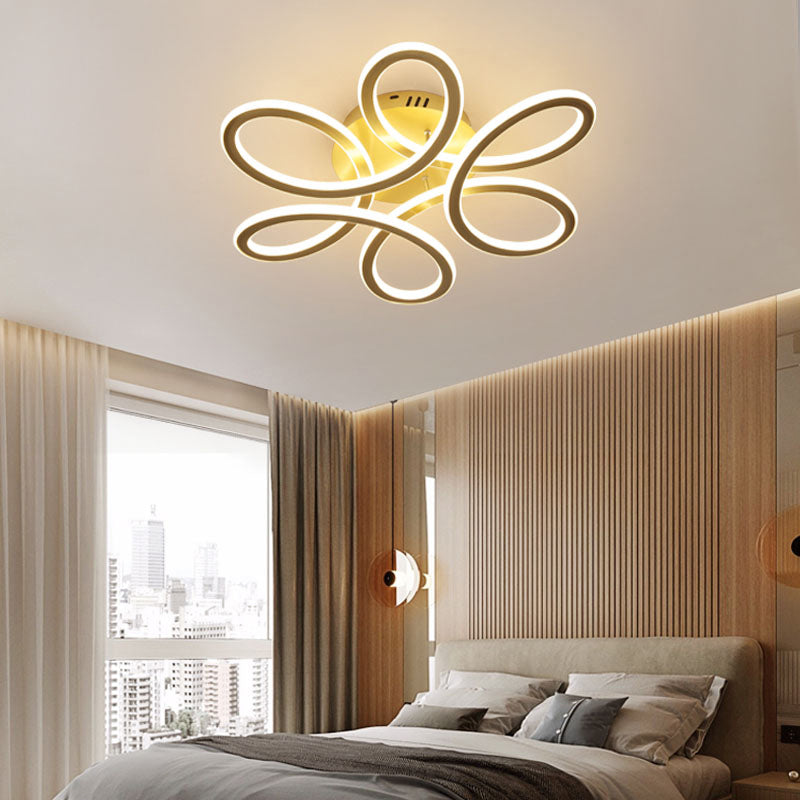 Acrylic Flower Shaped LED Semi Flush Light Simplicity Ceiling Flush Mount for Bedroom