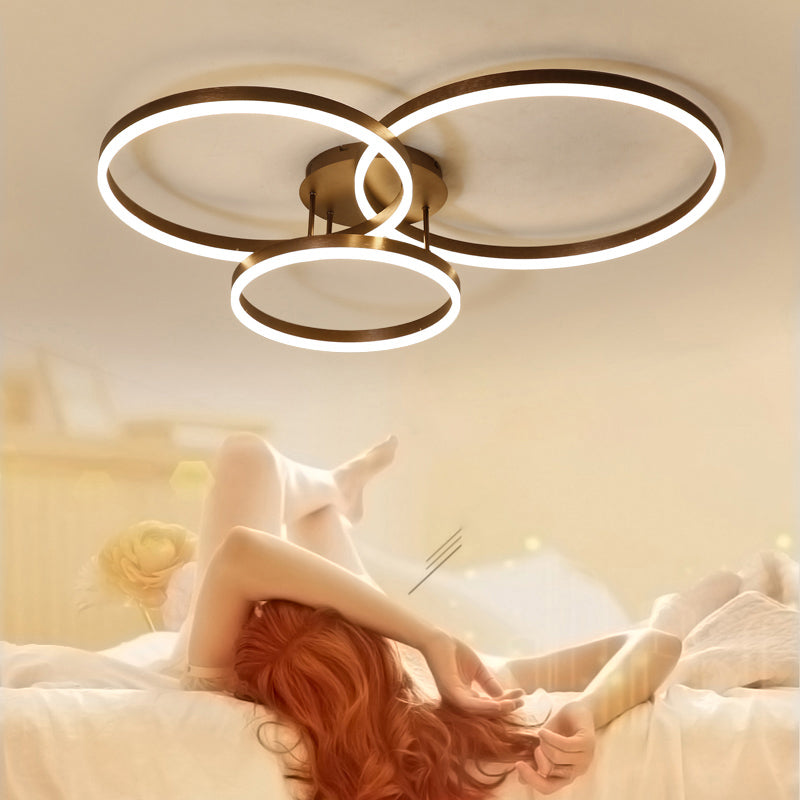 Simplicity Ellipse Flush Mount Light Acrylic Living Room LED Semi Flush Ceiling Light in Coffee