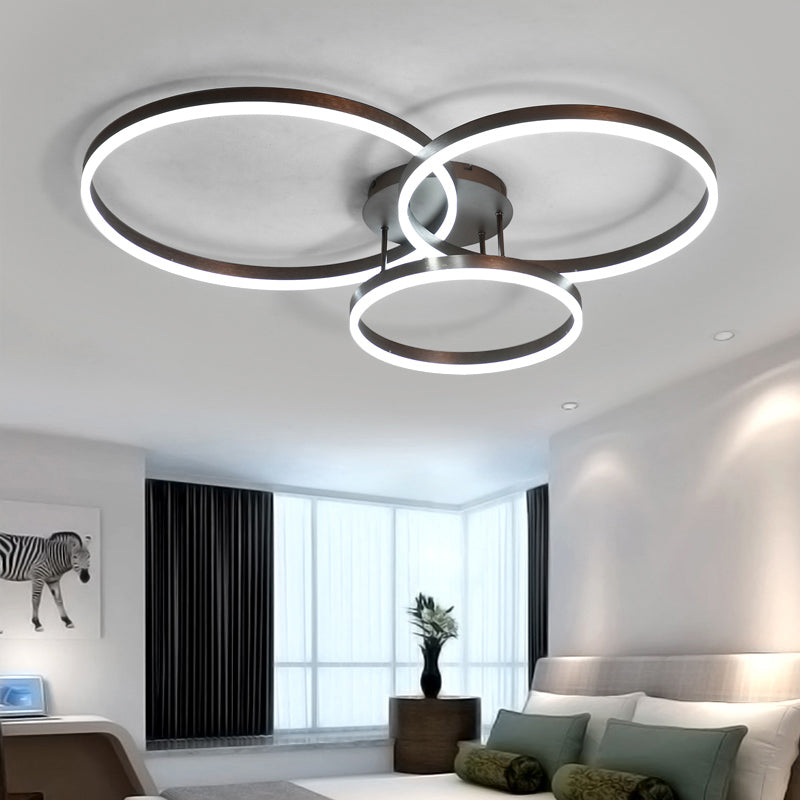 Simplicity Ellipse Flush Mount Light Acrylic Living Room LED Semi Flush Ceiling Light in Coffee