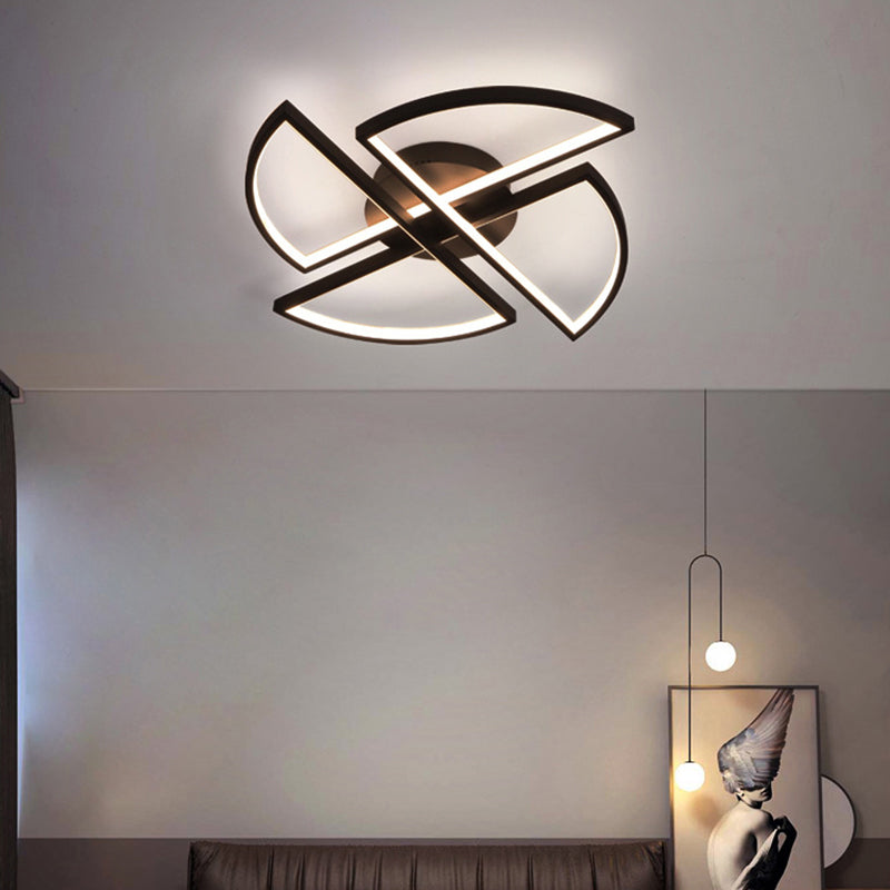 Aluminium windmolen LED-inbouwlamp Eenvoud Zwart plafondinbouwmontage voor woonkamer