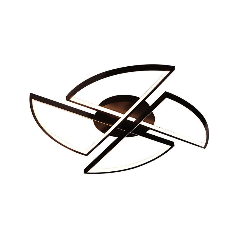 Molino de viento de aluminio, luz empotrada LED, simplicidad, montaje empotrado en techo negro para sala de estar