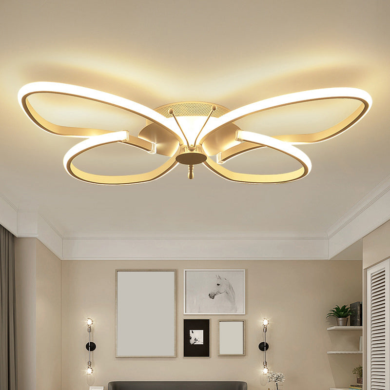 Butterfly Bedroom LED Flush Lighting Aluminum Modern Style Ceiling Mounted Light Fixture