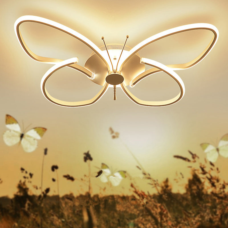 Butterfly Bedroom LED Flush Lighting Aluminum Modern Style Ceiling Mounted Light Fixture