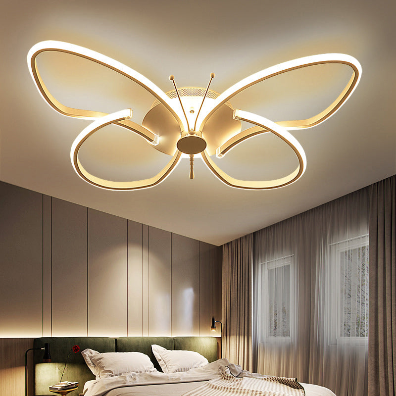 Butterfly Bedroom LED Flush Lighting Aluminum Modern Style Ceiling Mounted Light Fixture