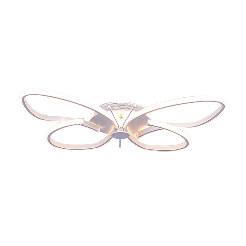 Butterfly Bedroom LED Flush Lighting Aluminum Modern Style Ceiling Mounted Light Fixture