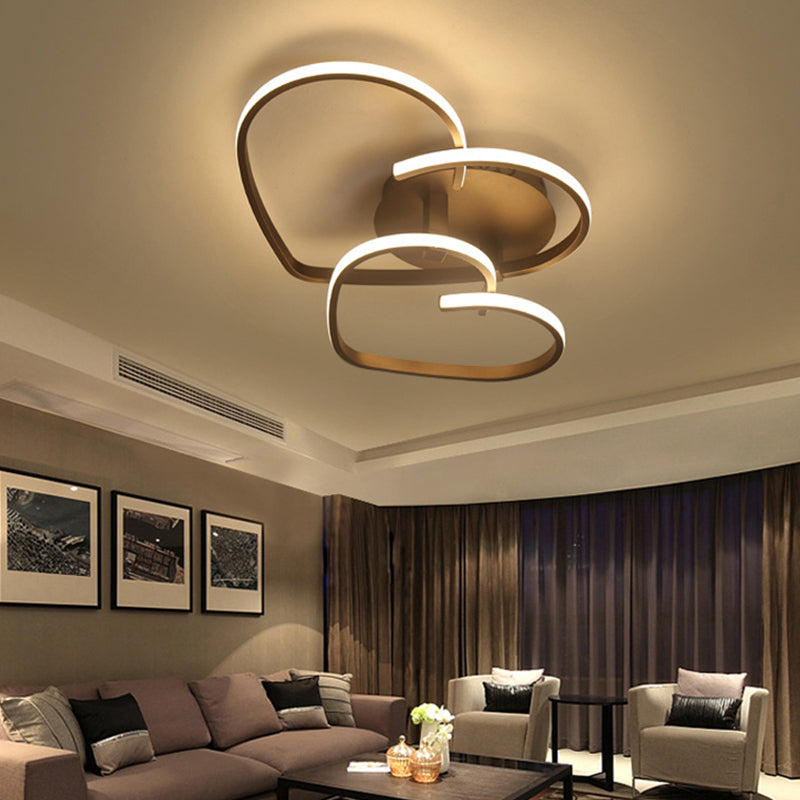 Heart Flush Ceiling Light Contemporary Acrylic Living Room LED Flush Mount Lighting Fixture