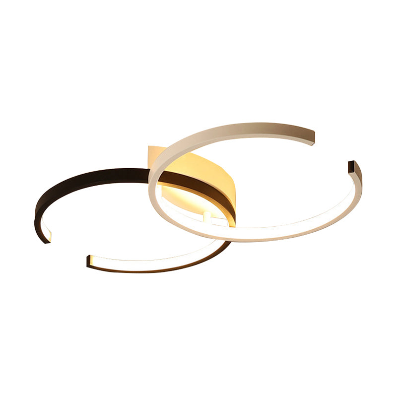 Circular LED Flush Mount Modern Acrylic Bedroom Flushmount Ceiling Light in Black and White