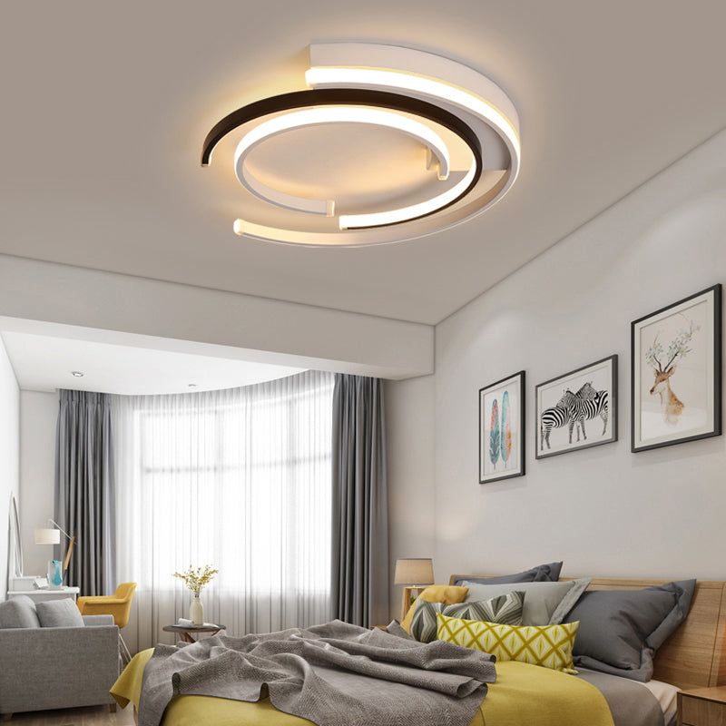 Luminaire encastré circulaire moderne en acrylique pour chambre à coucher, luminaire LED en noir et blanc