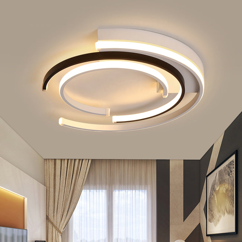 Luminaire encastré circulaire moderne en acrylique pour chambre à coucher, luminaire LED en noir et blanc