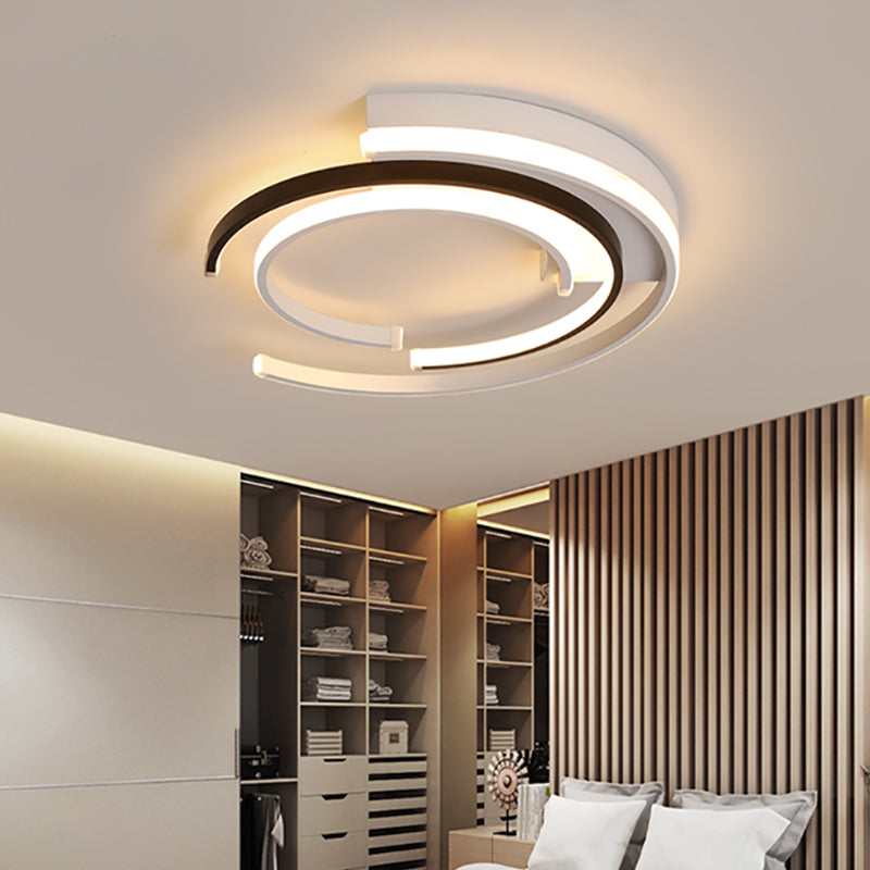 Luminaire encastré circulaire moderne en acrylique pour chambre à coucher, luminaire LED en noir et blanc