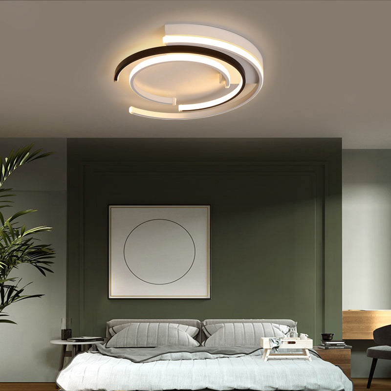 Moderna iluminación circular empotrada de acrílico para dormitorio, accesorio de montaje empotrado LED en blanco y negro