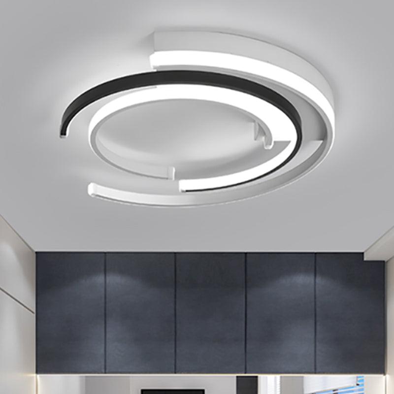 Luminaire encastré circulaire moderne en acrylique pour chambre à coucher, luminaire LED en noir et blanc