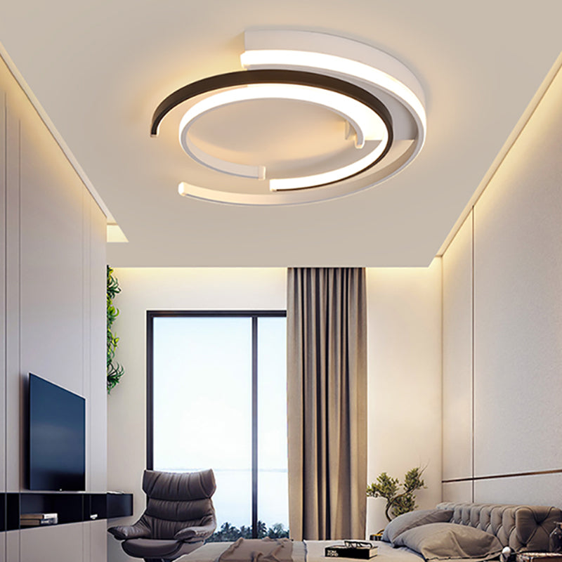 Luminaire encastré circulaire moderne en acrylique pour chambre à coucher, luminaire LED en noir et blanc