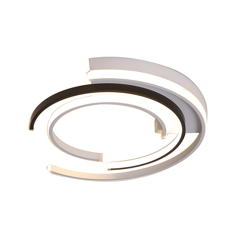 Luminaire encastré circulaire moderne en acrylique pour chambre à coucher, luminaire LED en noir et blanc