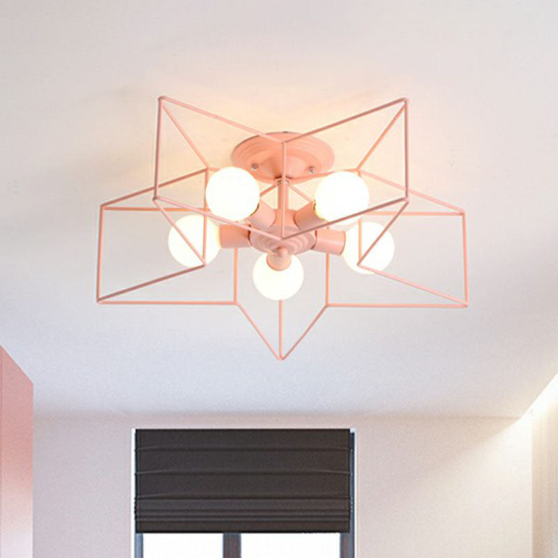Eisen Fünf-spitz-Stern Halbbündige Lichtschlichtheit 5 Birnen Wohnzimmer bündig Deckenleuchte