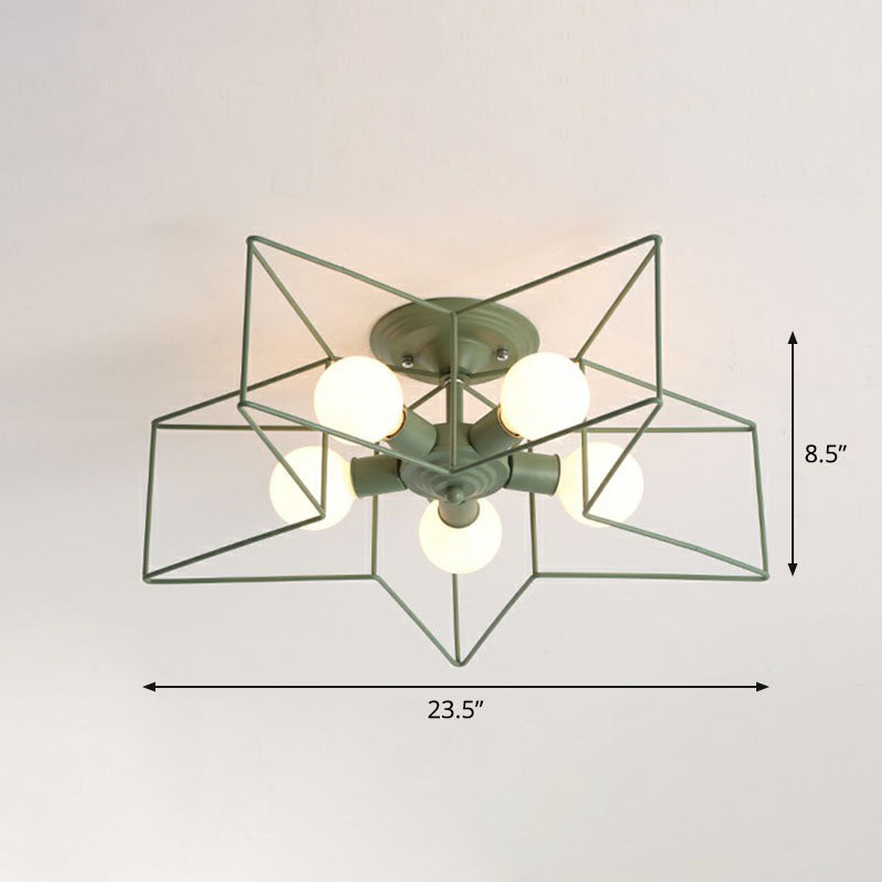 Eisen Fünf-spitz-Stern Halbbündige Lichtschlichtheit 5 Birnen Wohnzimmer bündig Deckenleuchte