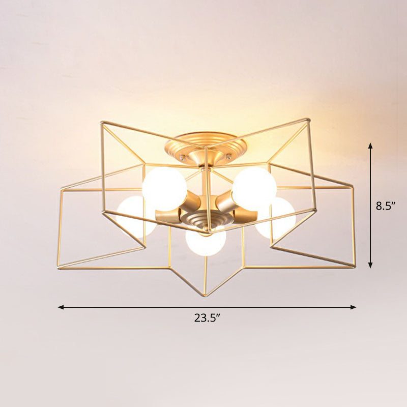 Eisen Fünf-spitz-Stern Halbbündige Lichtschlichtheit 5 Birnen Wohnzimmer bündig Deckenleuchte