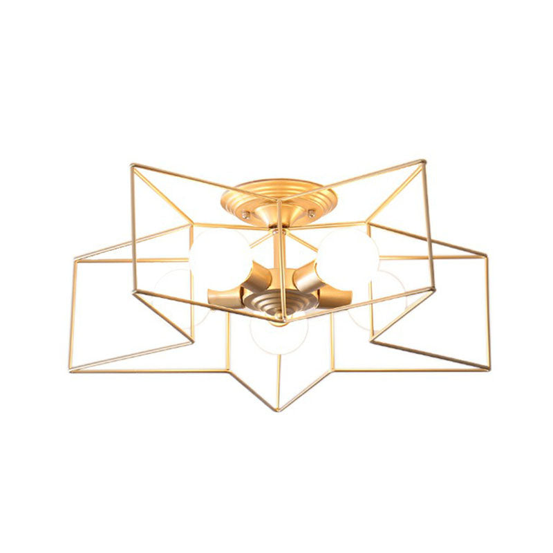 Eisen Fünf-spitz-Stern Halbbündige Lichtschlichtheit 5 Birnen Wohnzimmer bündig Deckenleuchte
