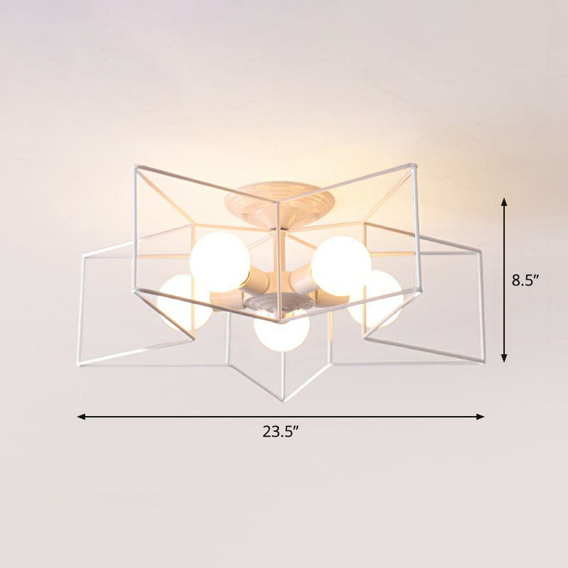 Eisen Fünf-spitz-Stern Halbbündige Lichtschlichtheit 5 Birnen Wohnzimmer bündig Deckenleuchte