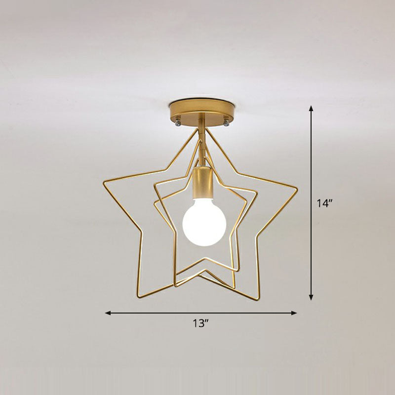 Apparecchio da incasso a semi-incasso a 1 luce con illuminazione in ferro geometrico stile retrò per corridoio