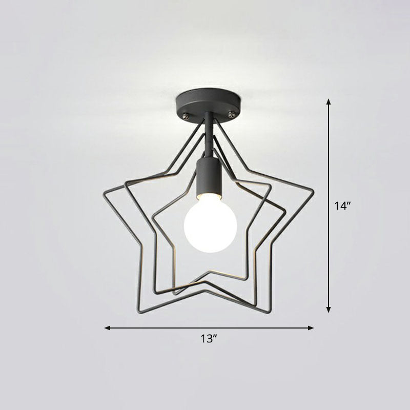 Apparecchio da incasso a semi-incasso a 1 luce con illuminazione in ferro geometrico stile retrò per corridoio