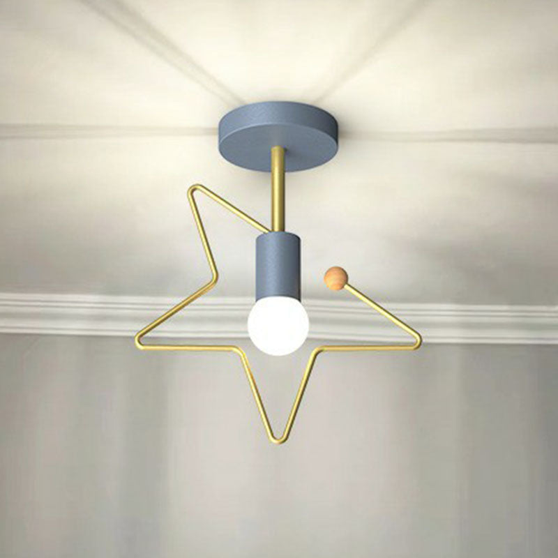 Lámpara de techo semi empotrada metálica geométrica, accesorio de iluminación de montaje empotrado para pasillo vintage de 1 luz