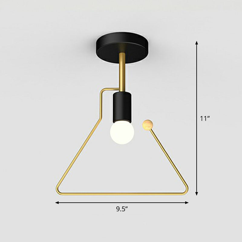 Lámpara de techo semi empotrada metálica geométrica, accesorio de iluminación de montaje empotrado para pasillo vintage de 1 luz