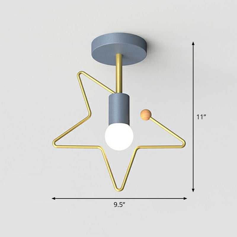 Lámpara de techo semi empotrada metálica geométrica, accesorio de iluminación de montaje empotrado para pasillo vintage de 1 luz