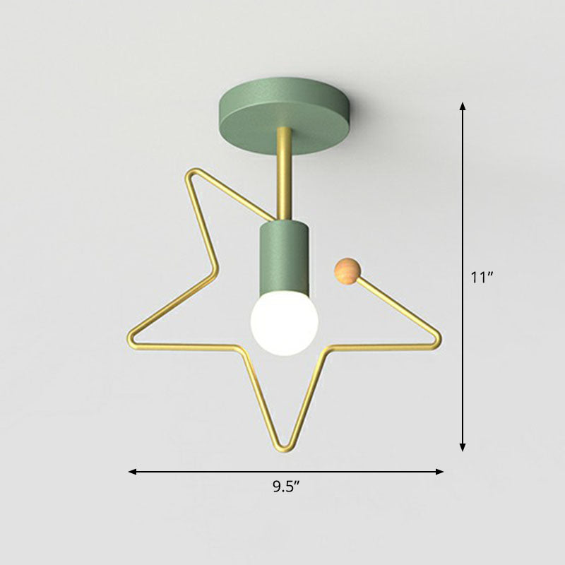 Lámpara de techo semi empotrada metálica geométrica, accesorio de iluminación de montaje empotrado para pasillo vintage de 1 luz