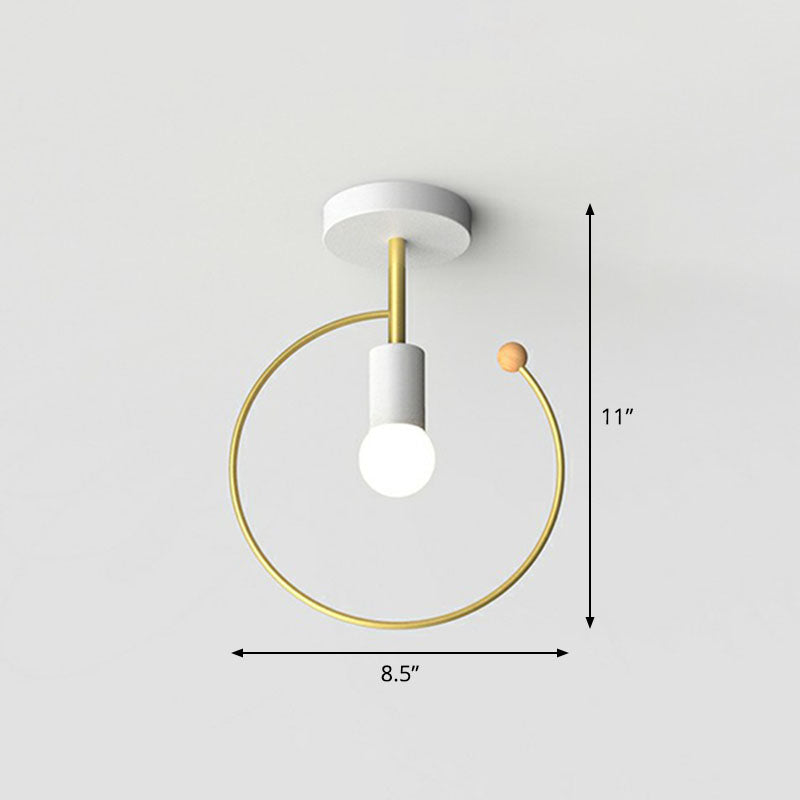 Lámpara de techo semi empotrada metálica geométrica, accesorio de iluminación de montaje empotrado para pasillo vintage de 1 luz