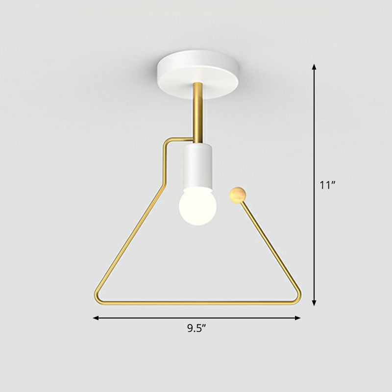 Lámpara de techo semi empotrada metálica geométrica, accesorio de iluminación de montaje empotrado para pasillo vintage de 1 luz