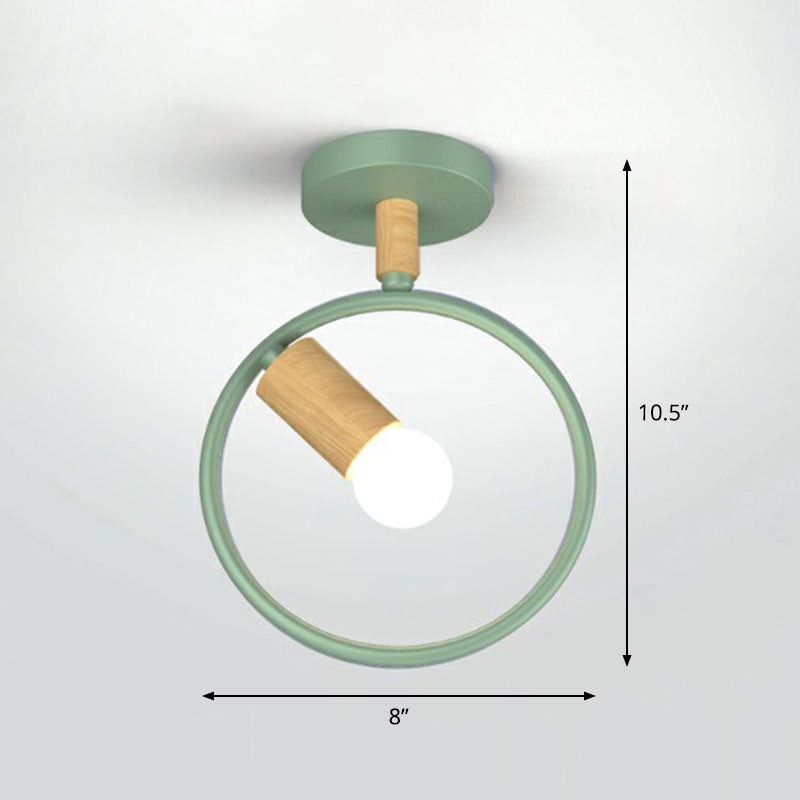 1-Light Semi Flush Fixture Antique Framed Iron Flush Mount Ceiling Light for Corridor