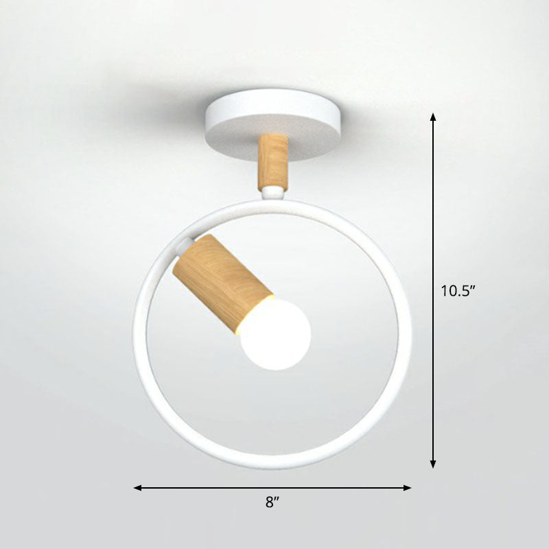 1-Light Semi Flush Fixture Antique Framed Iron Flush Mount Ceiling Light for Corridor