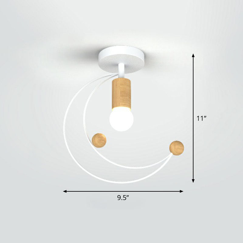 1-Light Semi Flush Fixture Antique Framed Iron Flush Mount Ceiling Light for Corridor