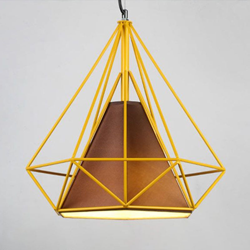 Simplicity Diamond Frame Hanging Light 1 Bulb Iron Pendant Lighting Fixture for Restaurant