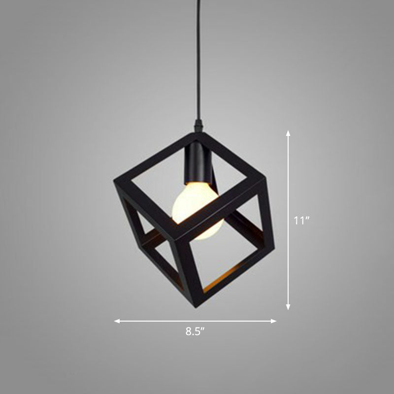 Geometric Cage Iron Hanging Light Simplicity 1 Bulb Corridor Pendant Light Fixture in Black